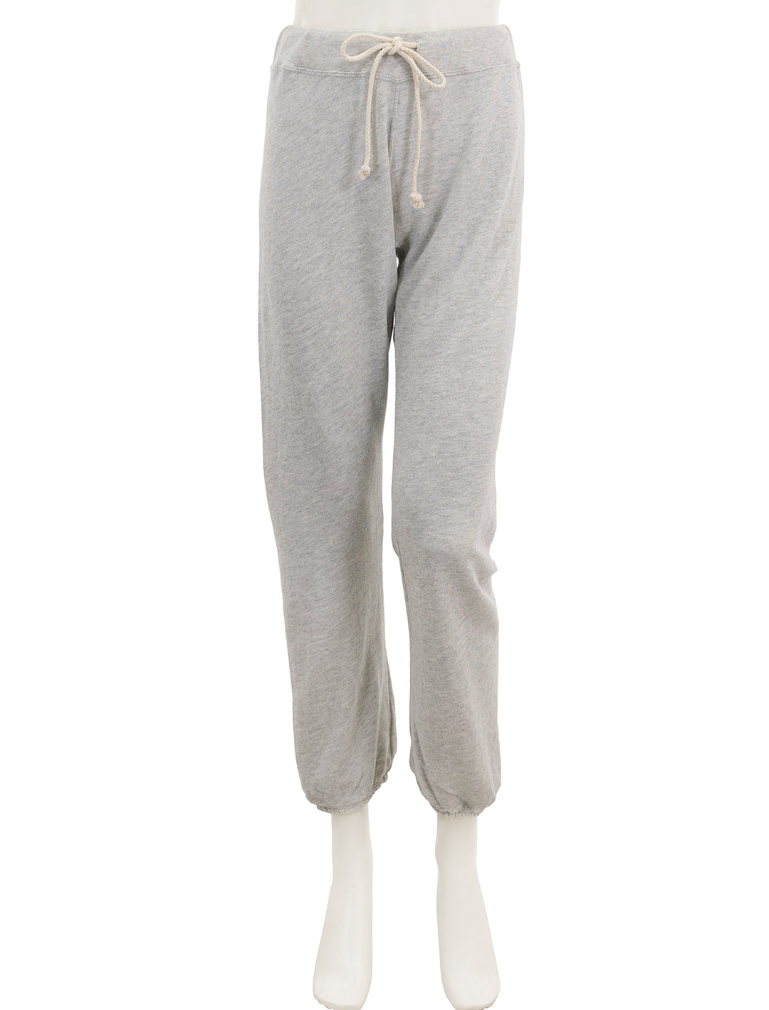 Front view of Perfectwhitetee's toni jogger in heather grey.