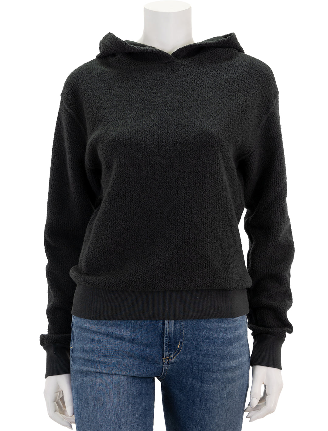 Front view of Perfectwhitetee's reese hoodie in vintage black.