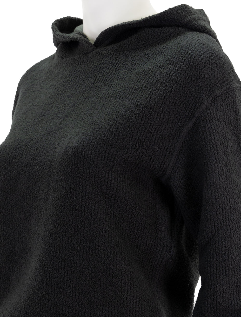 Close-up view of Perfectwhitetee's reese hoodie in vintage black.