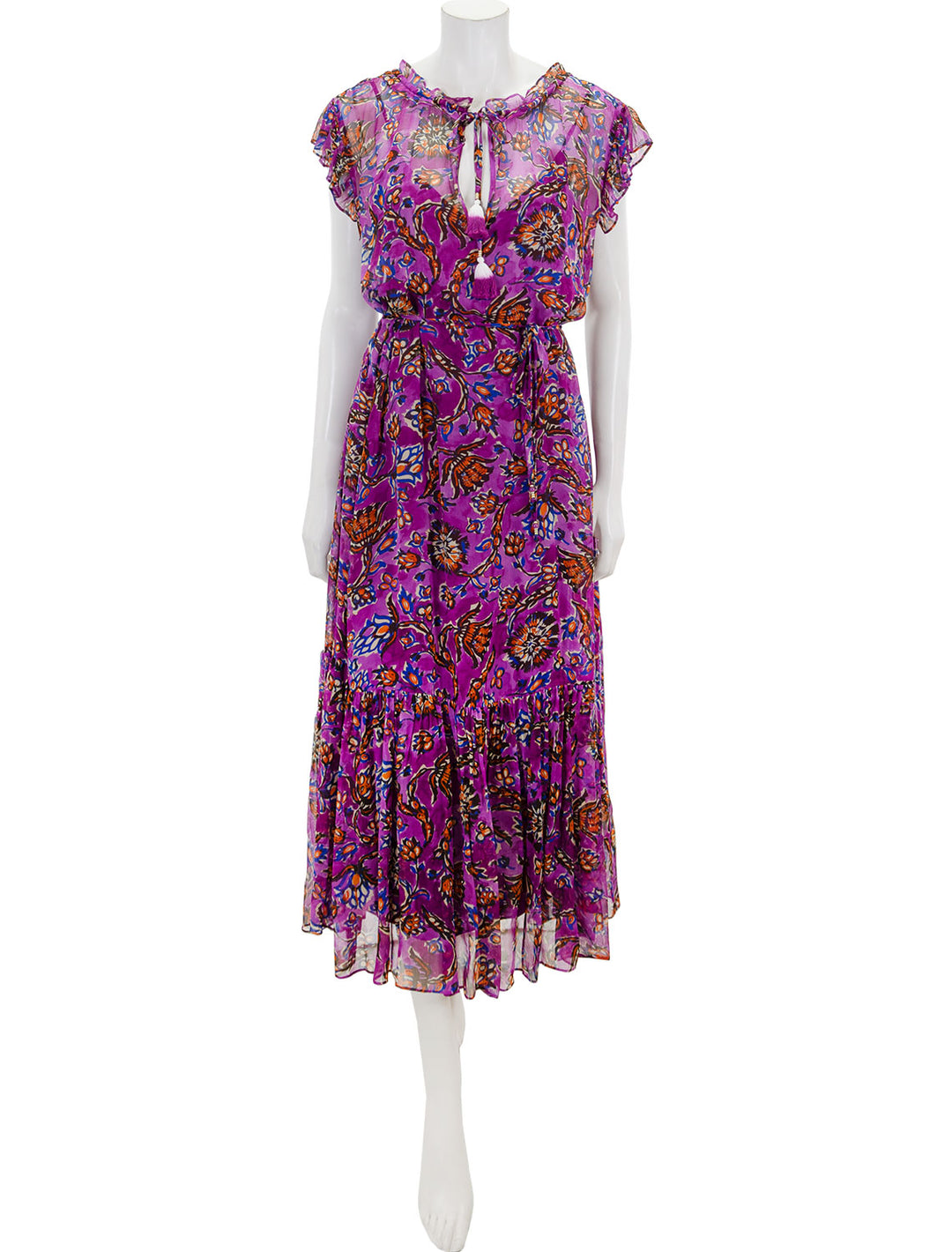 Front view of Vanessa Bruno's cristina dress in violet floral.