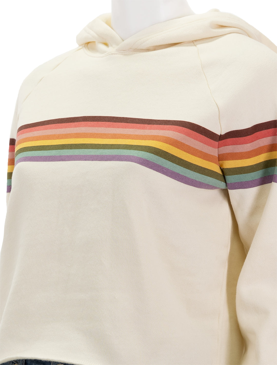 Close-up view of Marine Layer's anytime cropped hoodie.