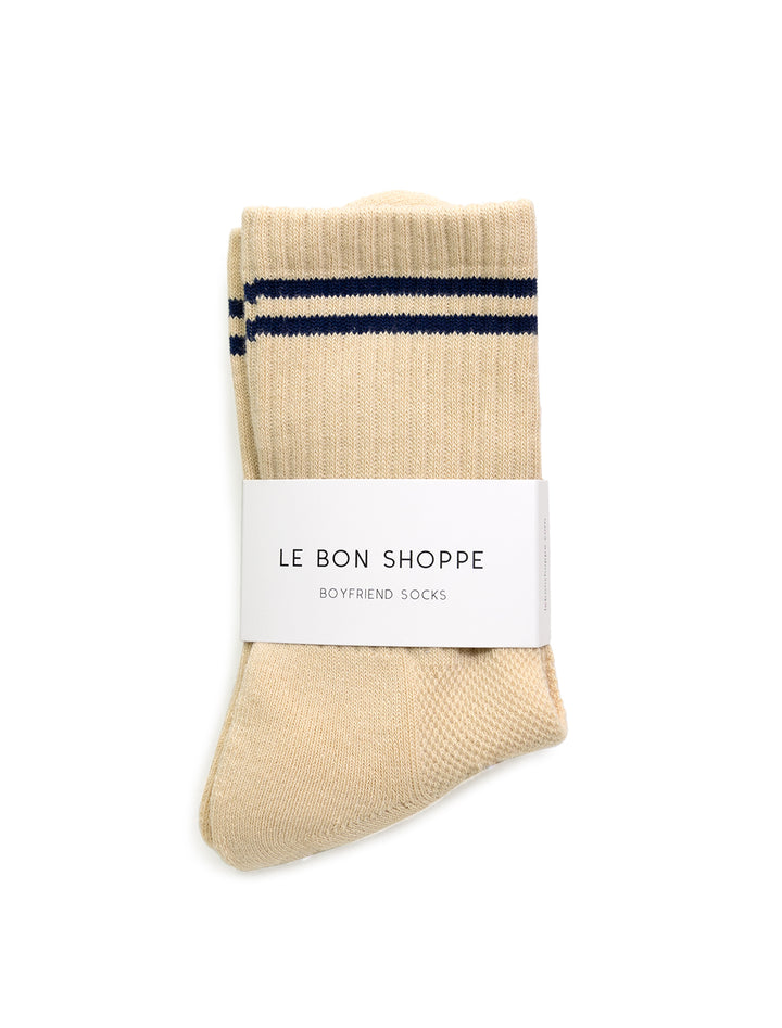 Front view of Le Bon Shoppe's boyfriend socks in cashew.