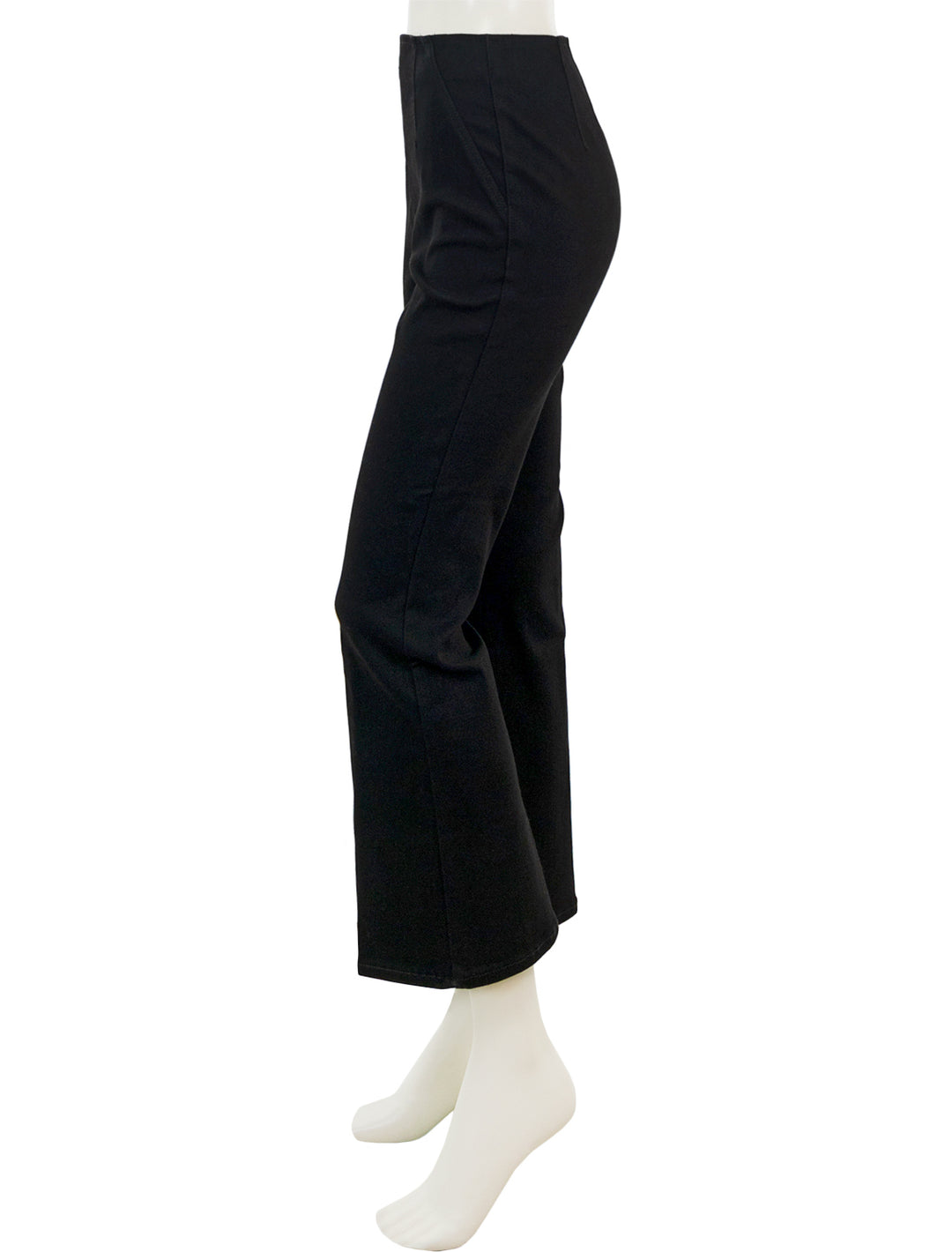 Side view of Veronica Beard's carson pull on ankle flare in onyx.