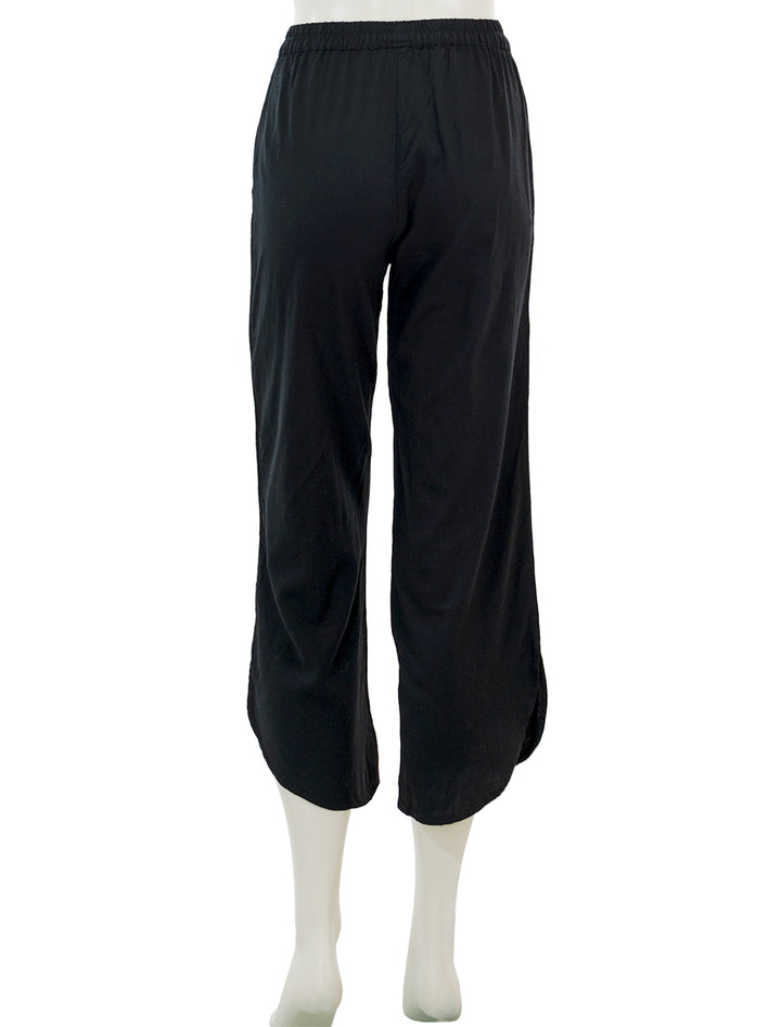 Back view of Marine Layer's wide leg allison pant in black.