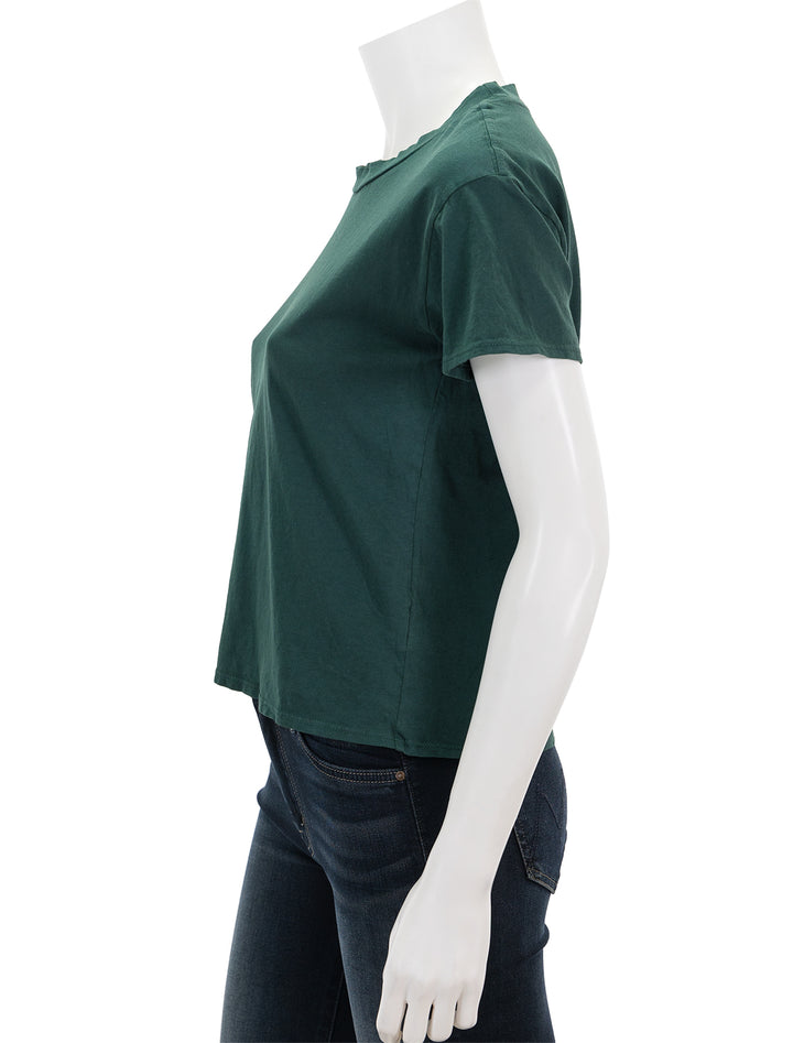Side view of Perfectwhitetee's harley tee in pine.