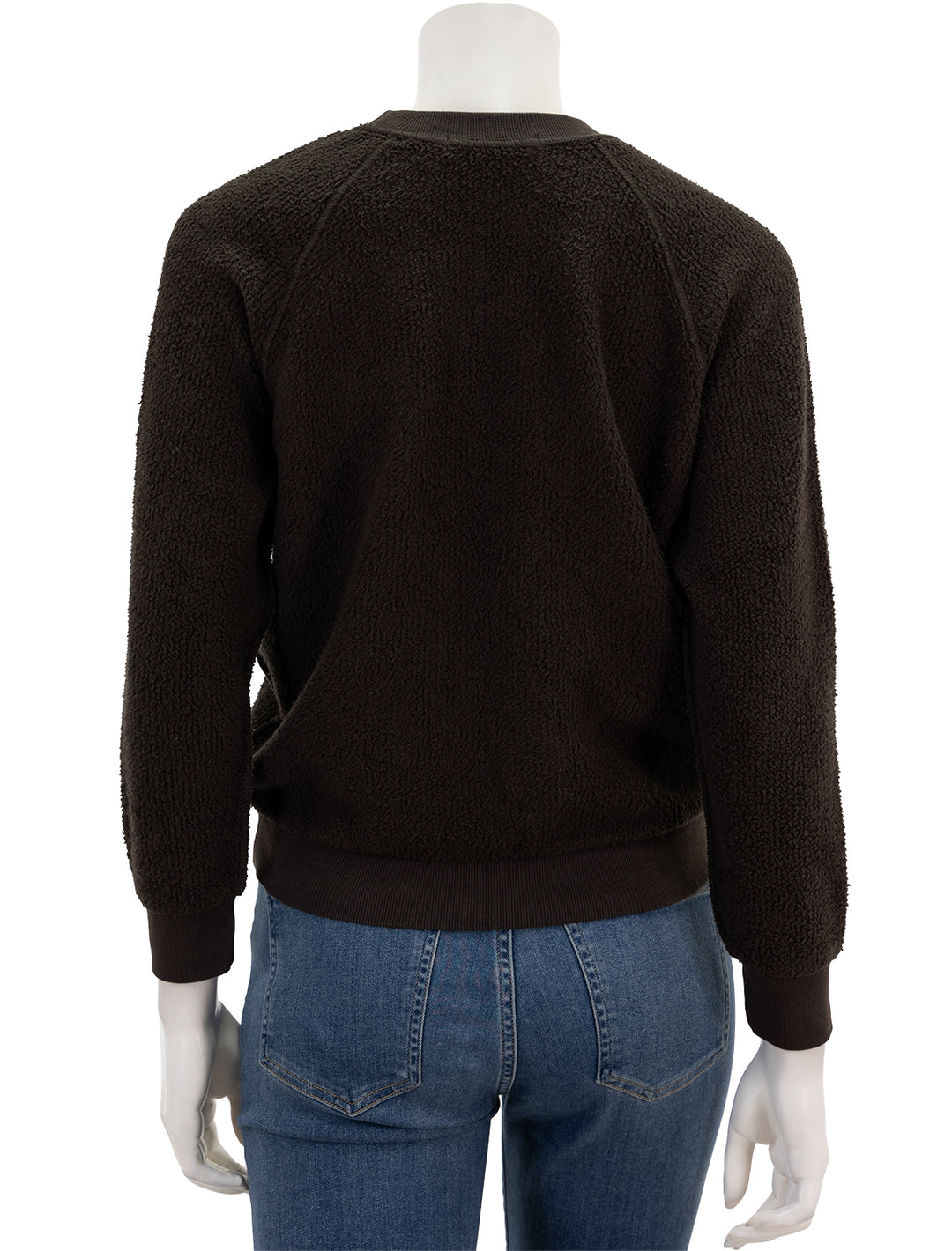 Back view of Perfectwhitetee's ziggy inside out sweatshirt in cafe.