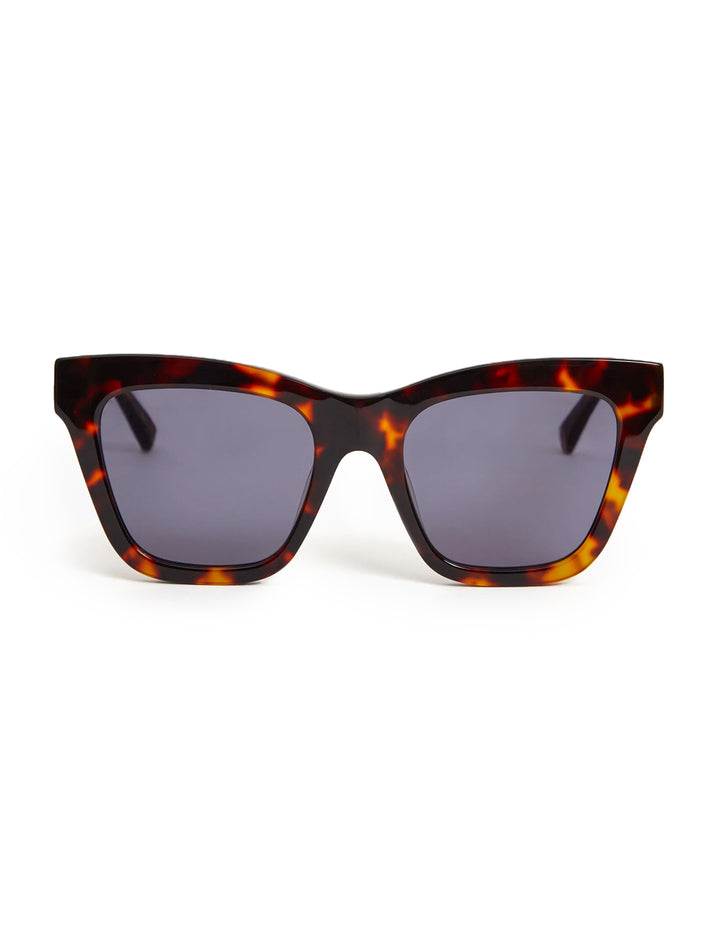 Front view of Clare V.'s heather sunglasses in tortoise.