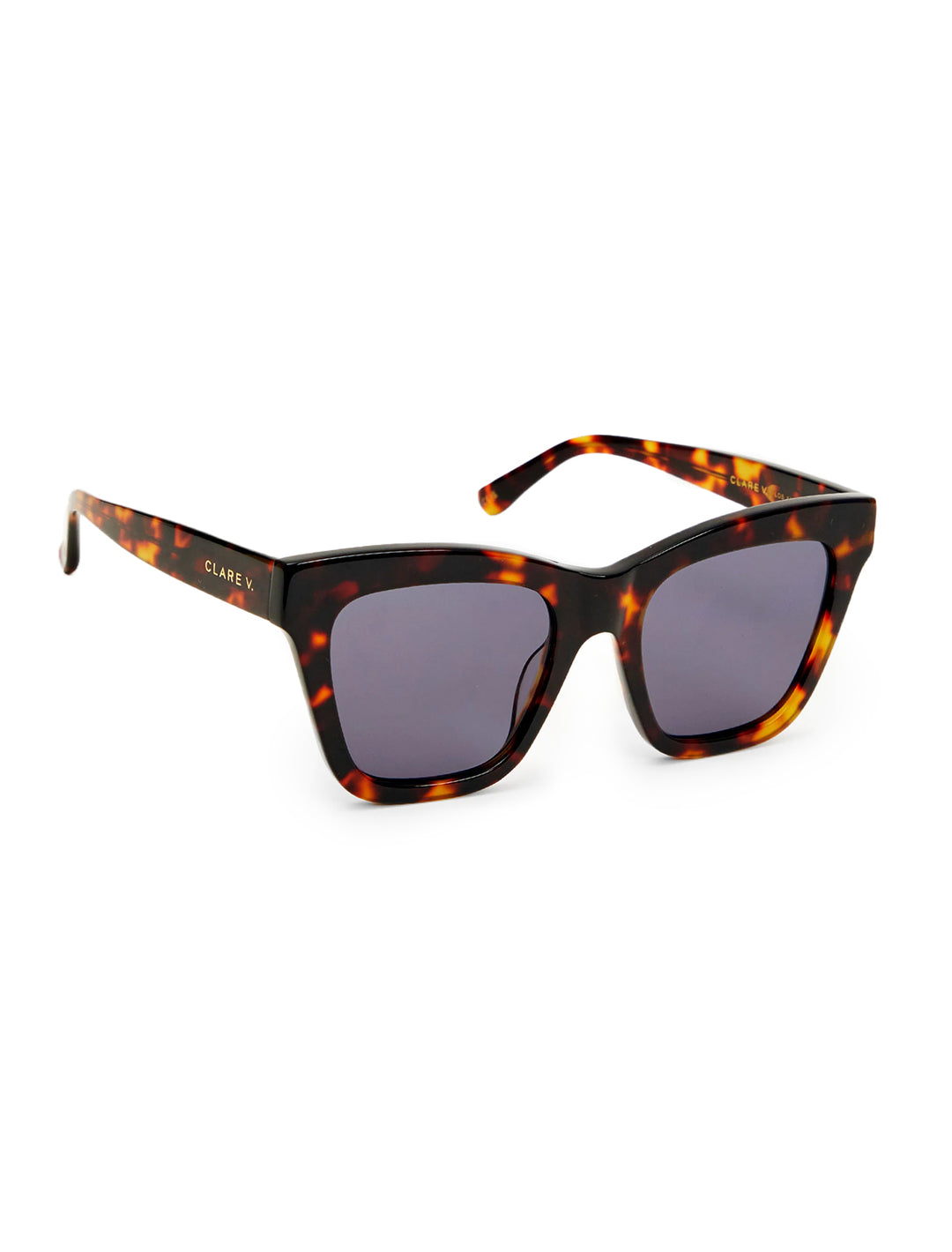 Side angle view of Clare V.'s heather sunglasses in tortoise.