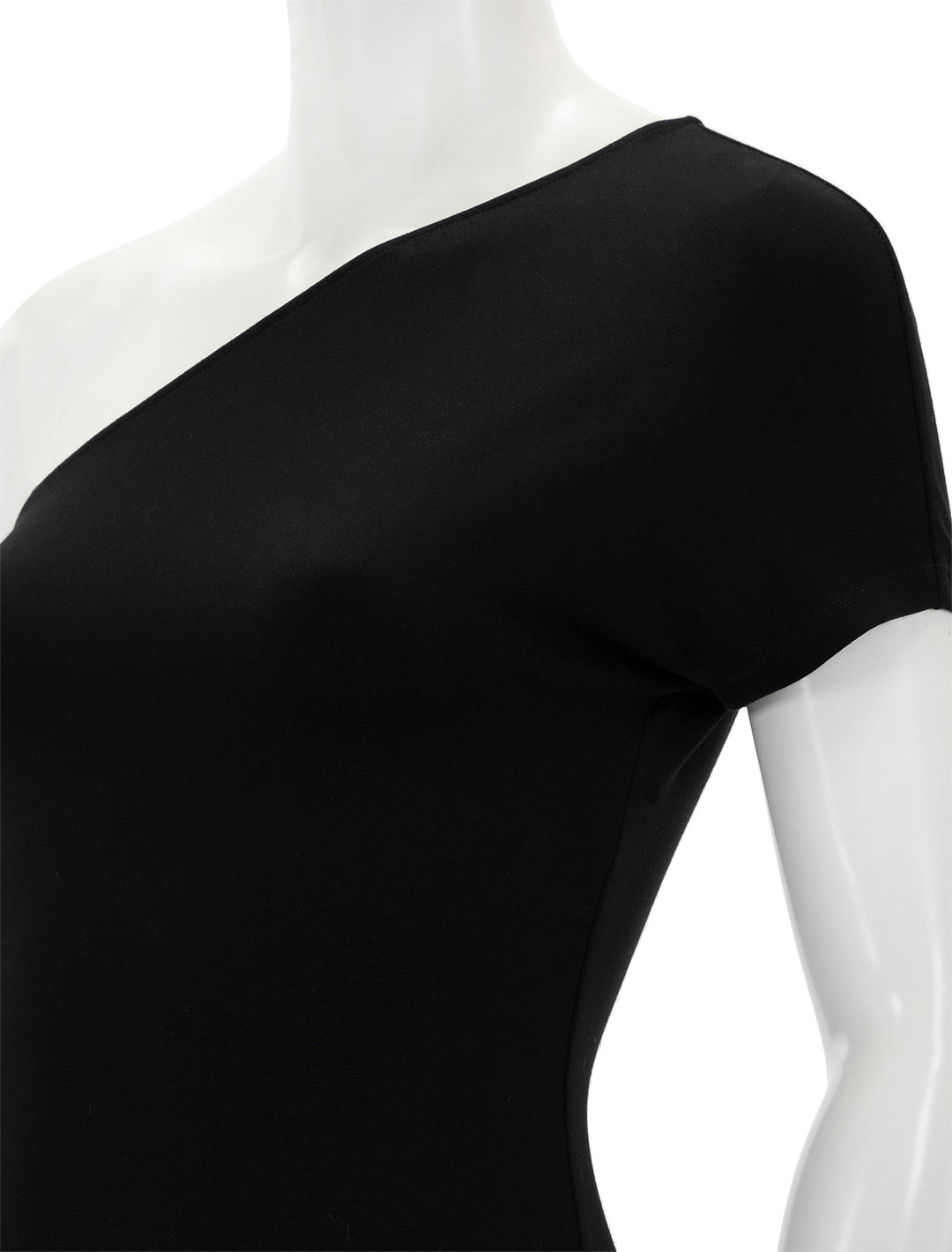 Close-up view of STAUD's adalynn dress in black.