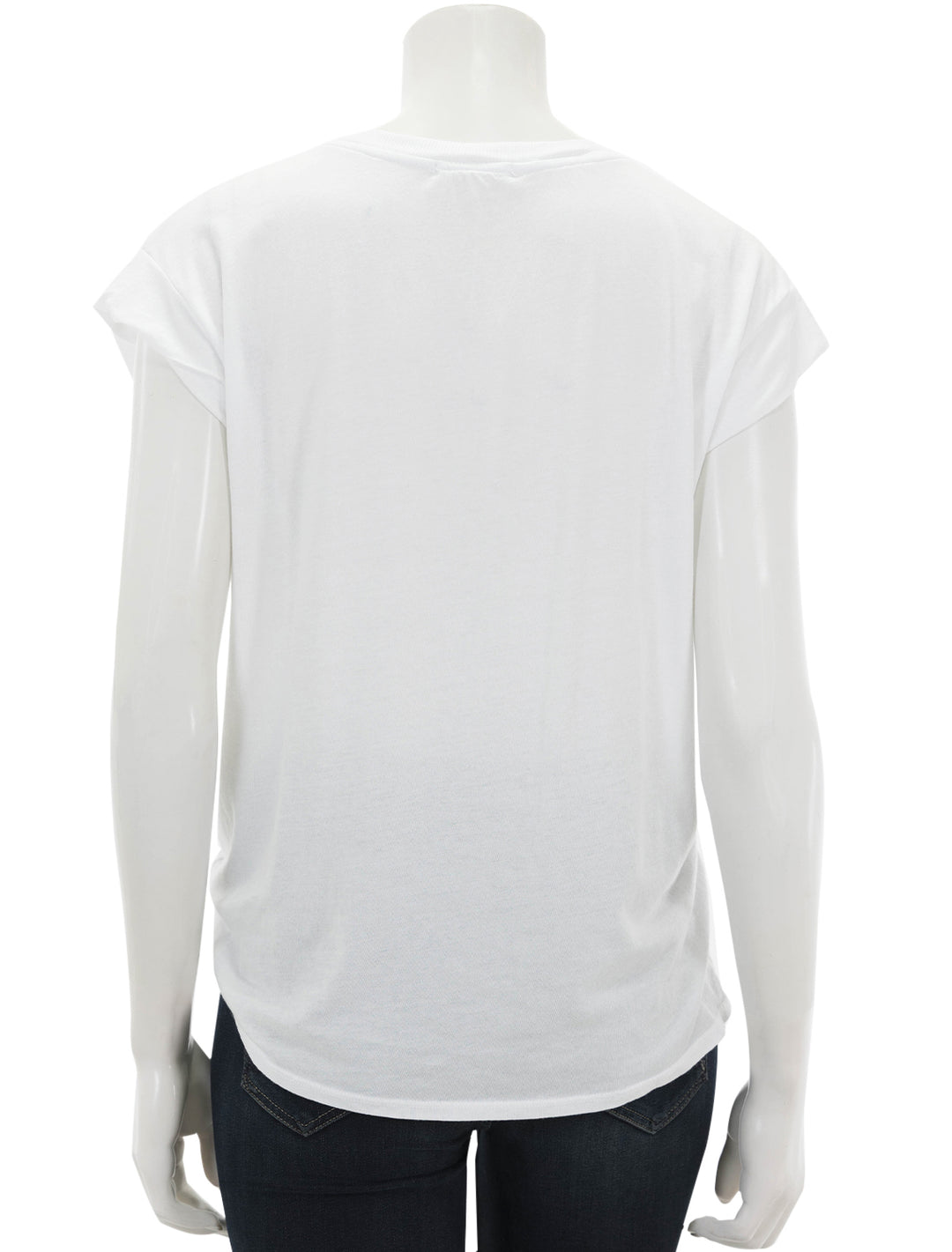 Back view of Sundry's muscle tee with side slit in white.