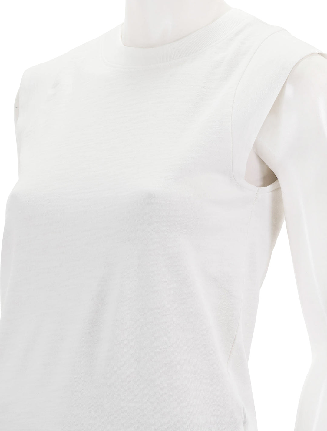 Close-up view of Nation LTD's patti muscle tank in optic white.