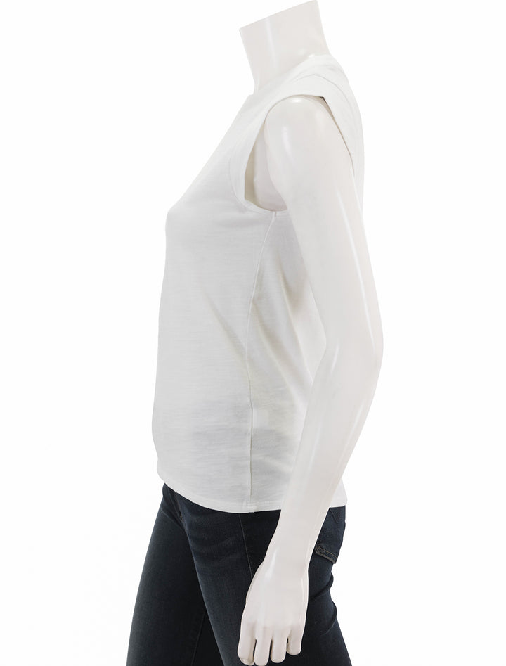 Side view of Nation LTD's patti muscle tank in optic white.