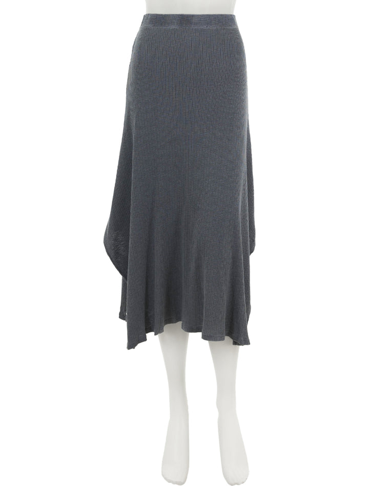 Front view of Sundry's long relaxed skirt in seep sea.