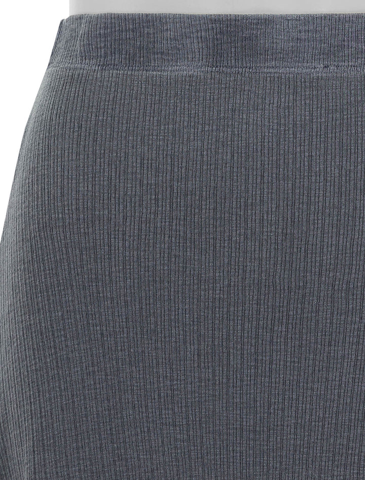 Close-up view of Sundry's long relaxed skirt in seep sea.
