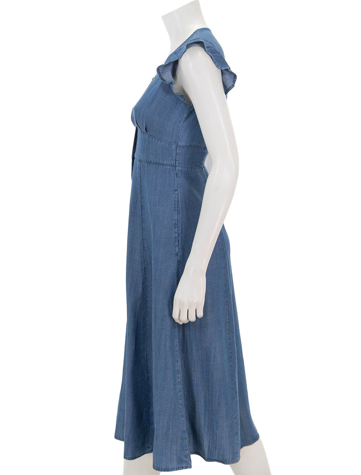 side view of camila midi dress in chambray