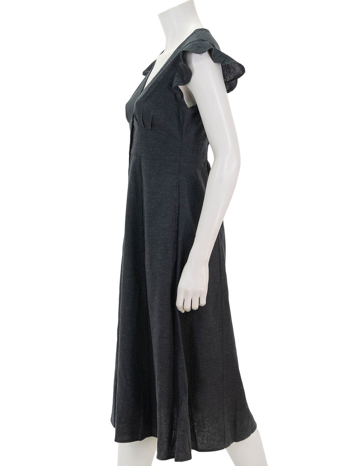 side view of camila midi dress in black