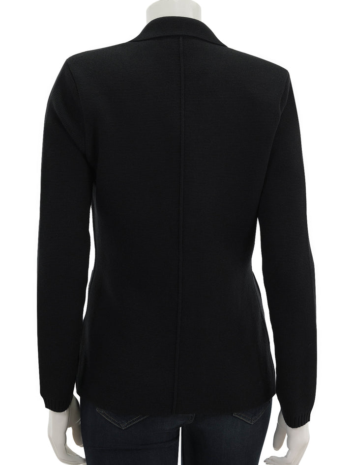 Back view of L'agence's lacey knit blazer in black.