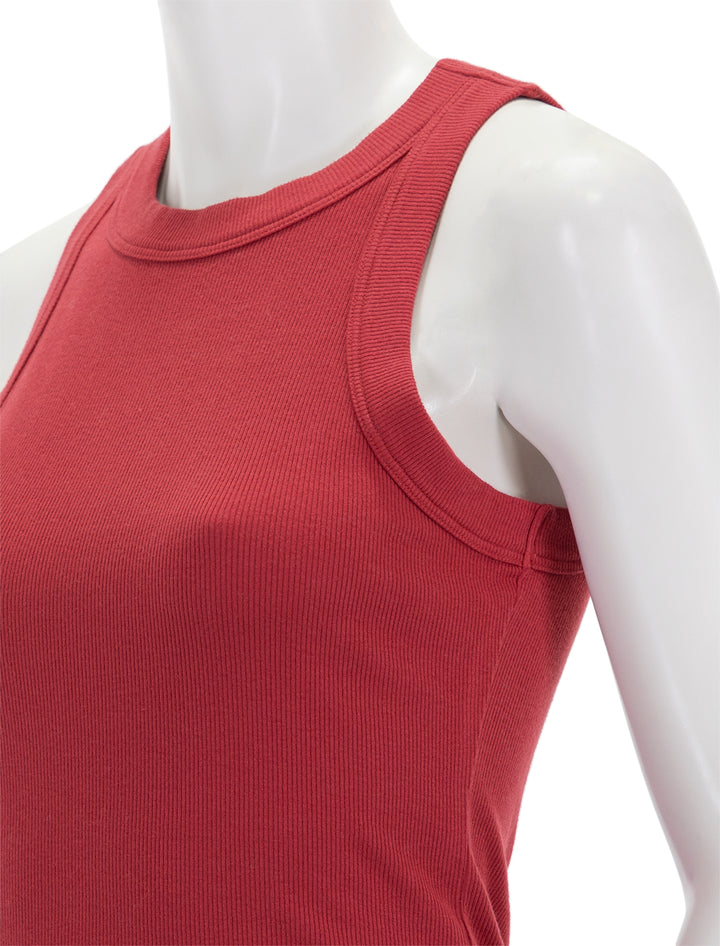 Close-up view of Sundays NYC's turner tank in true red.