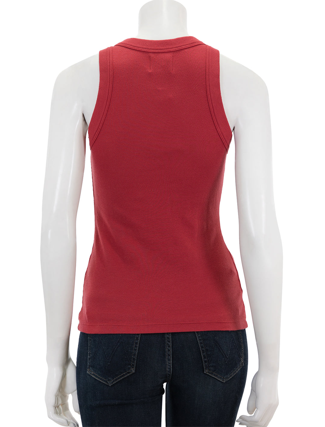 Back view of Sundays NYC's turner tank in true red.