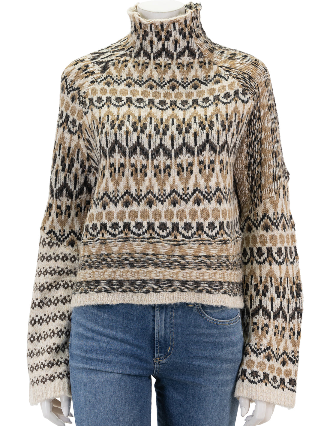 Front view of Steve Madden's indie sweater in multi.