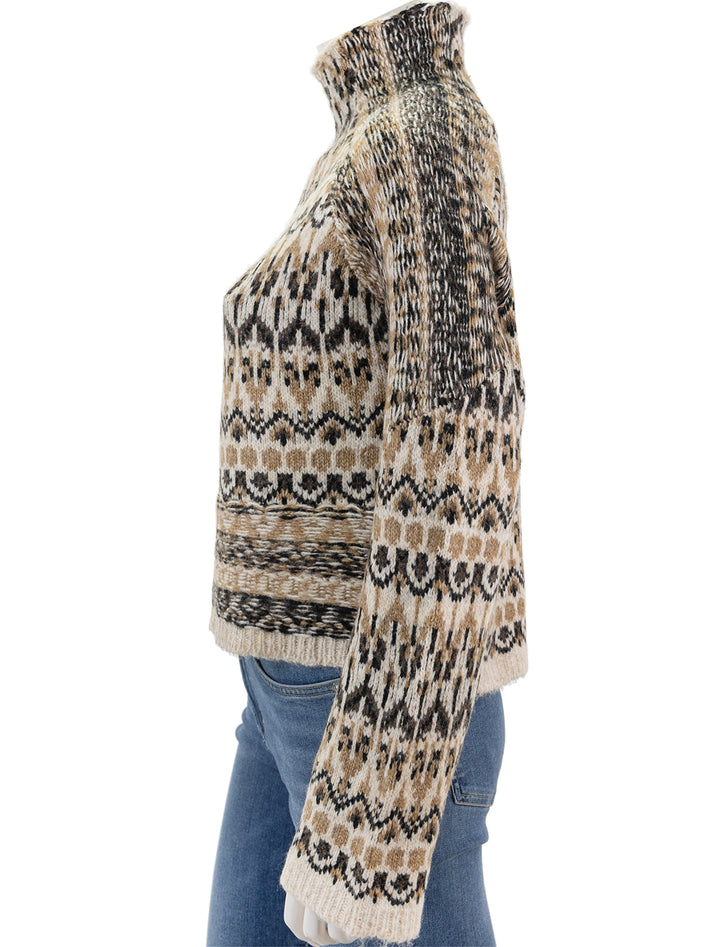 Side view of Steve Madden's indie sweater in multi.