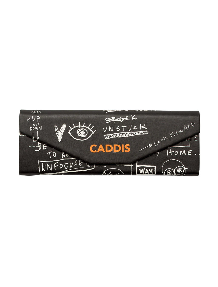 Closer-up view of Caddis' graffiti origami case.