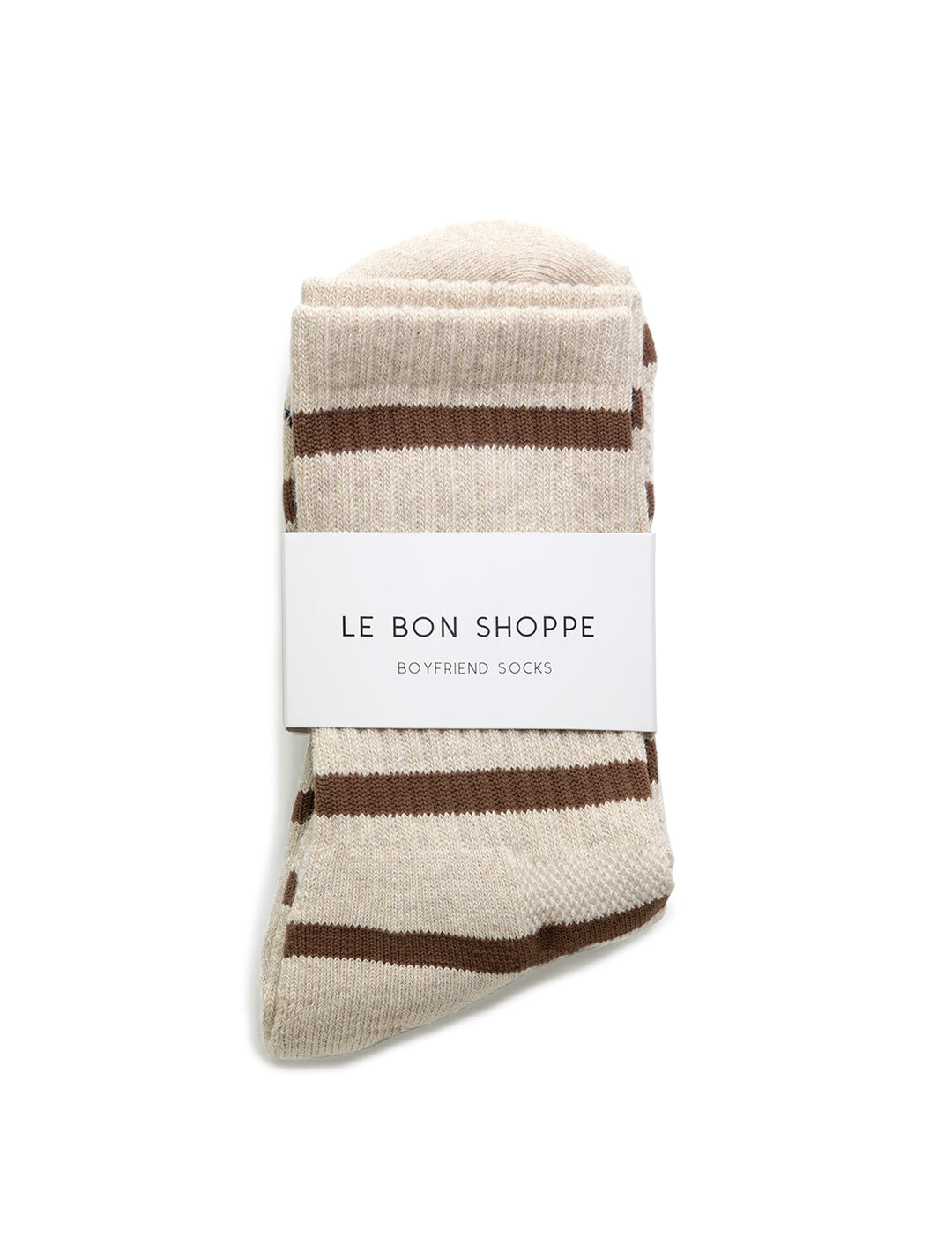 Le Bon Shoppe's striped boyfriend socks in flax stripe.