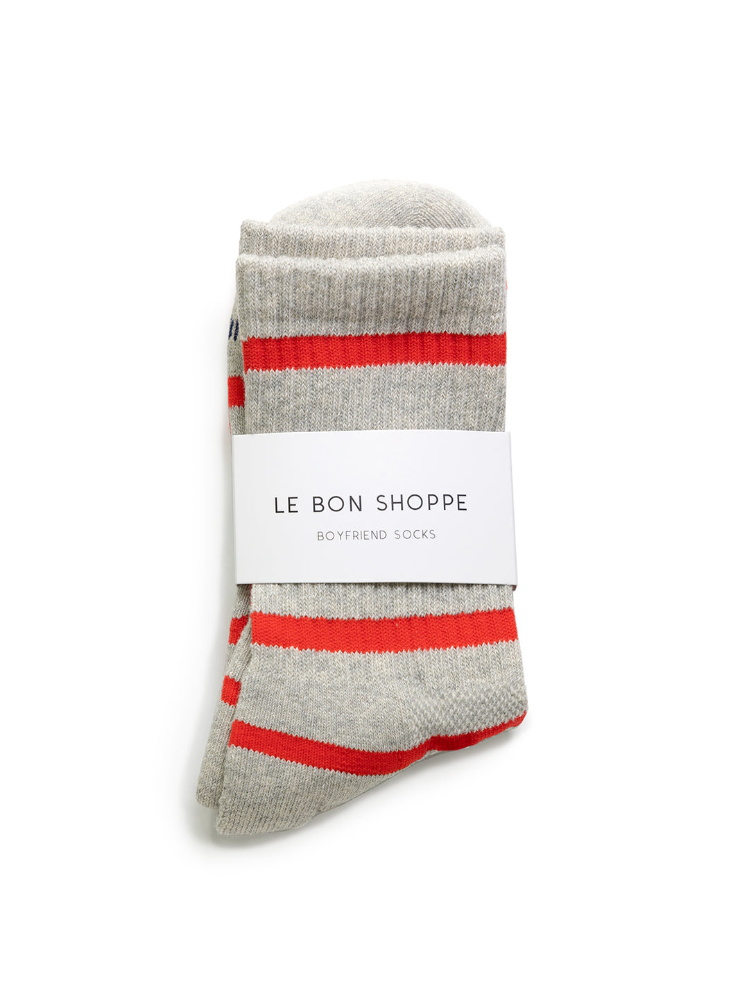 Le Bon Shoppe's striped boyfriend socks in red stripe.