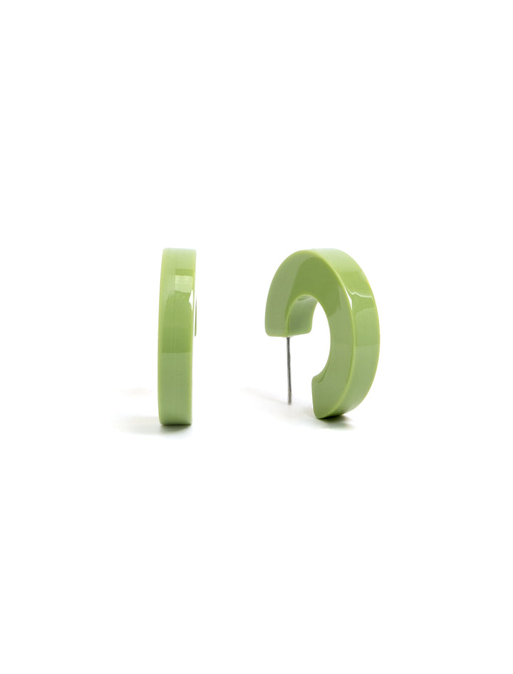 Front view of Nat + Noor's ray hoops in kiwi.