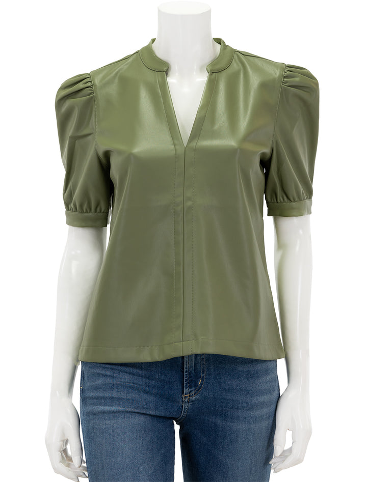 Front view of Steve Madden's jane top in dusty olive.