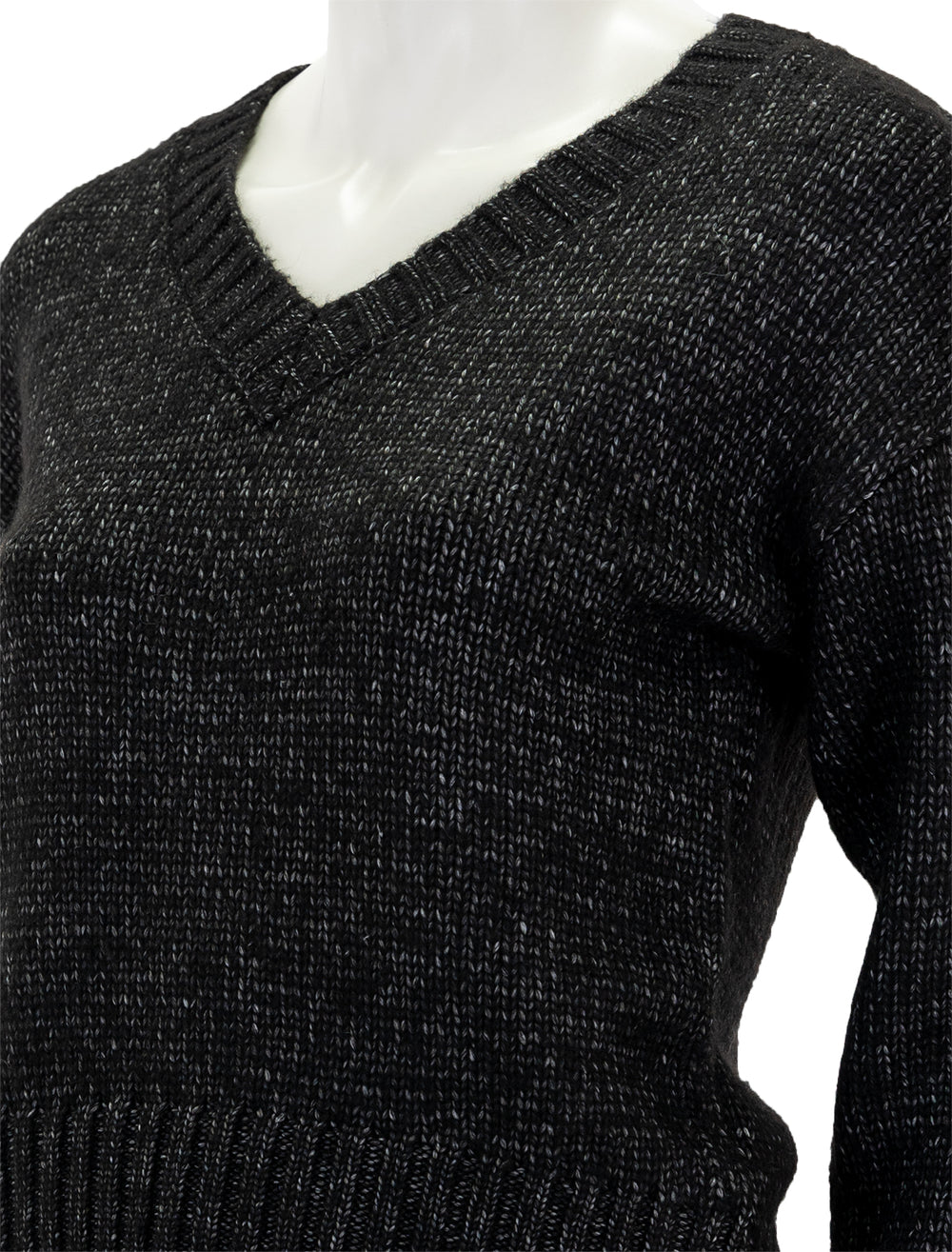 Close-up view of Steve Madden's houston sweater in black.