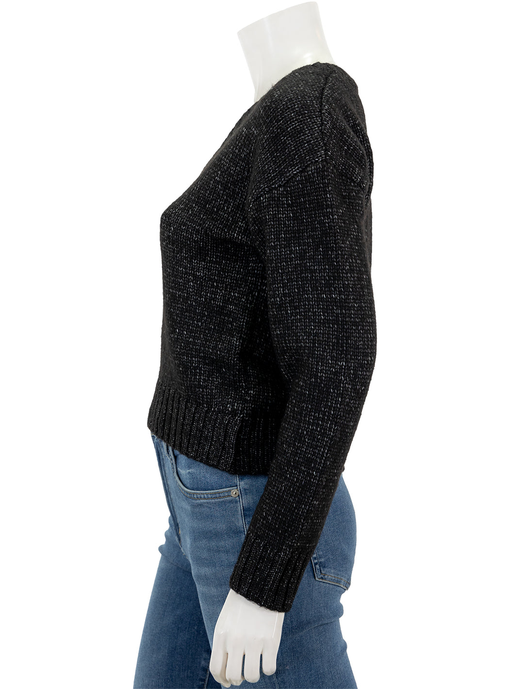 Side view of Steve Madden's houston sweater in black.