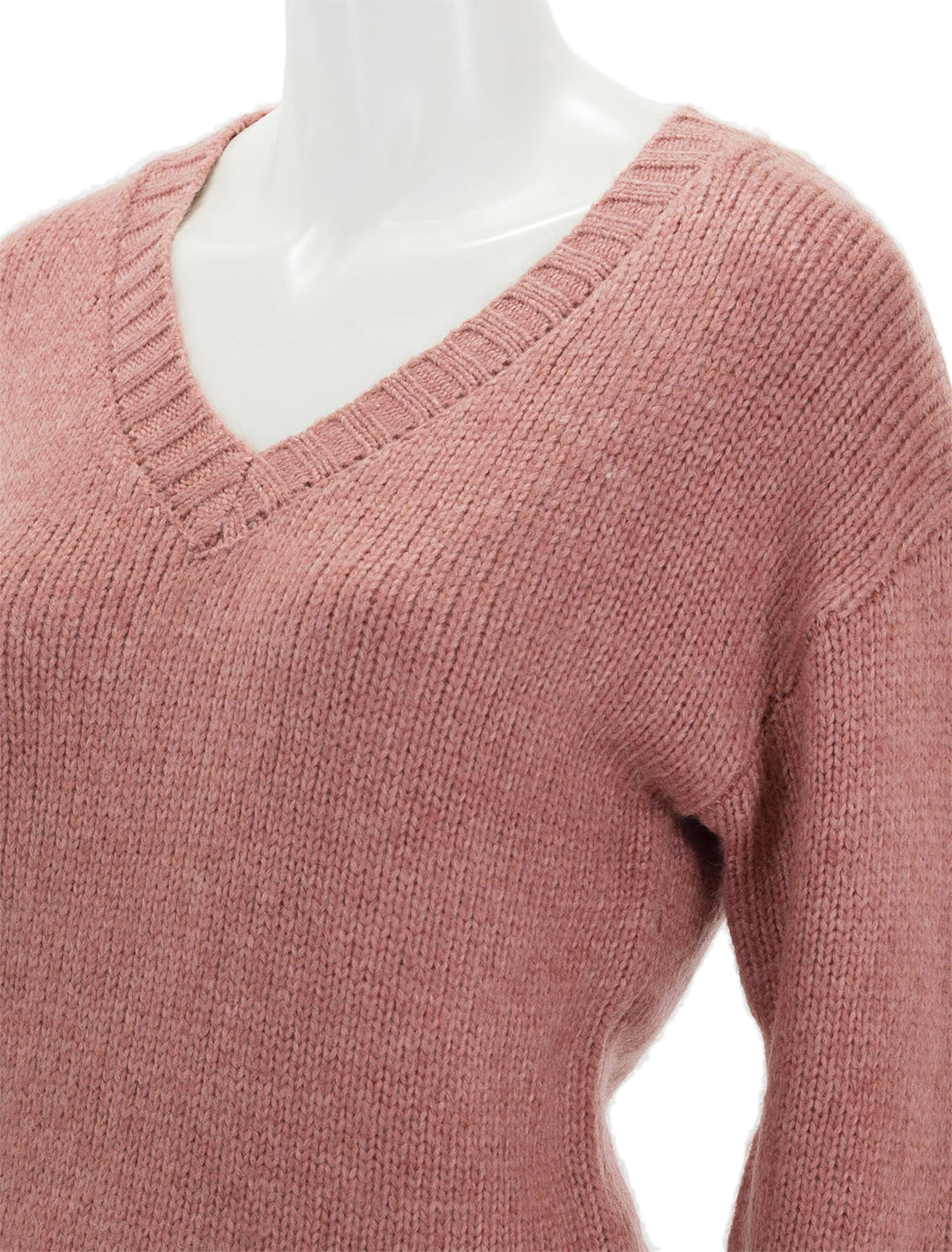 Close-up view of Steve Madden's houston sweater in rose.