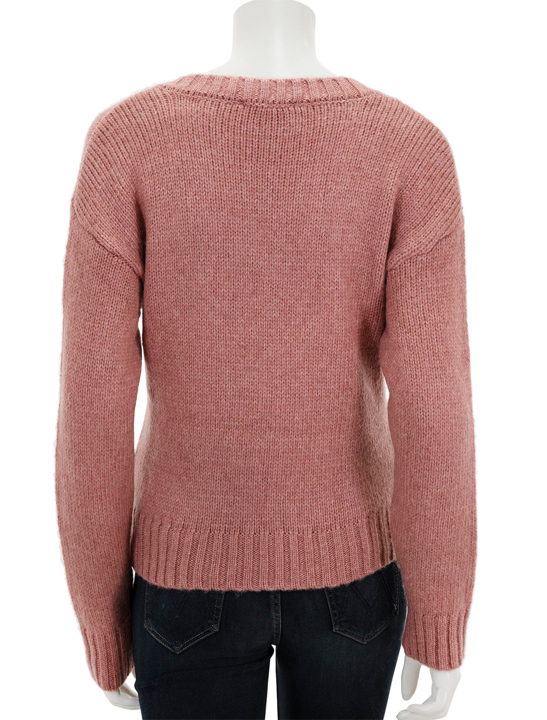Back view of Steve Madden's houston sweater in rose.