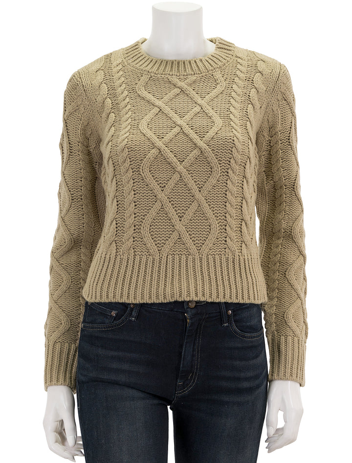 Front view of English Factory's cable knit sweater in oatmeal.