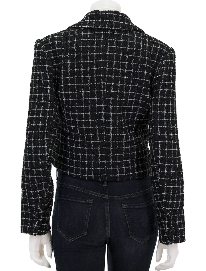 Back view of English Factory's Tweed Jacket in Black and White.