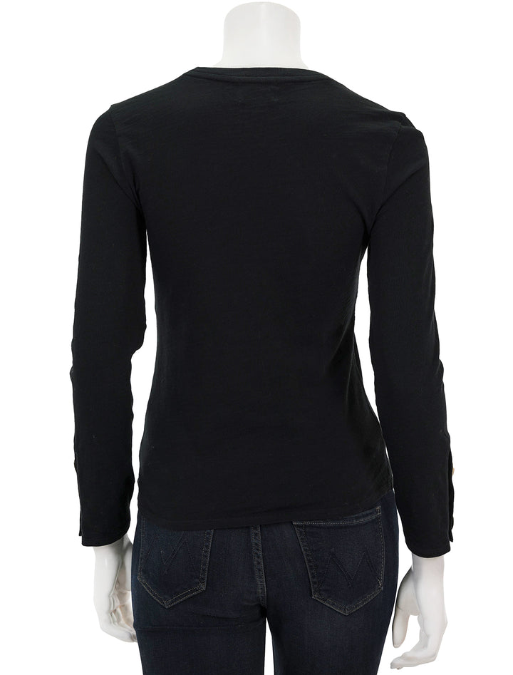 Back view of Nation LTD's kiana crew with button cuff detail in jet black.