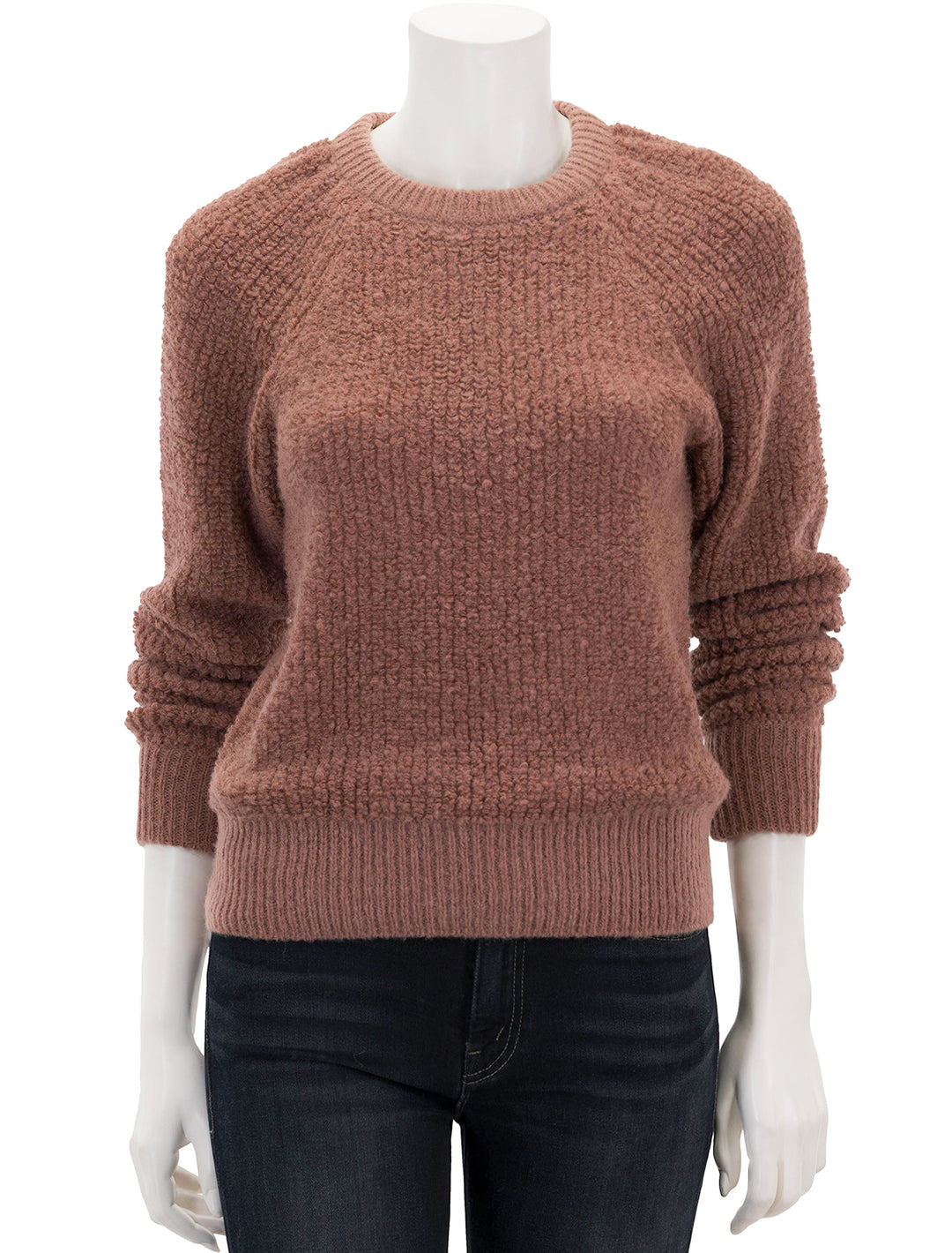 Front view of Nation LTD's amal raglan sweater in flush.