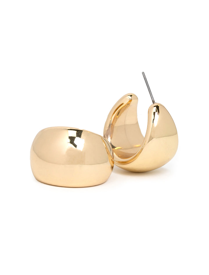 Stylized laydown of Shashi's Kasumi Hoops in Gold.