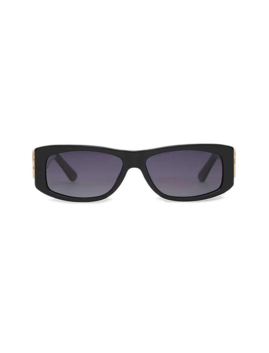 Front view of Anine Bing's siena sunglasses in black and gold.