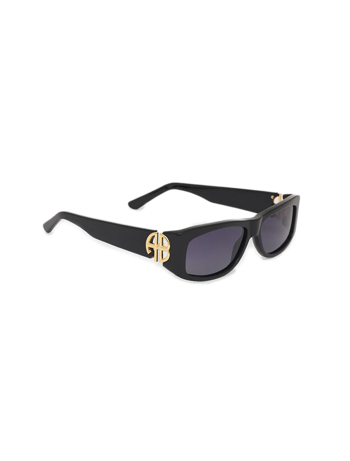 Black sunglasses with gold sides sale