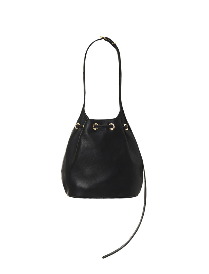 Back view of Anine Bing's alana mini bucket bag in black.