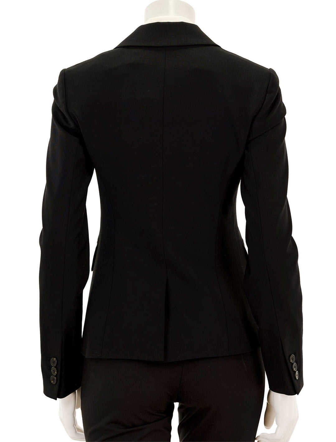 Back view of Theory's carissa blazer in goodwool | black.