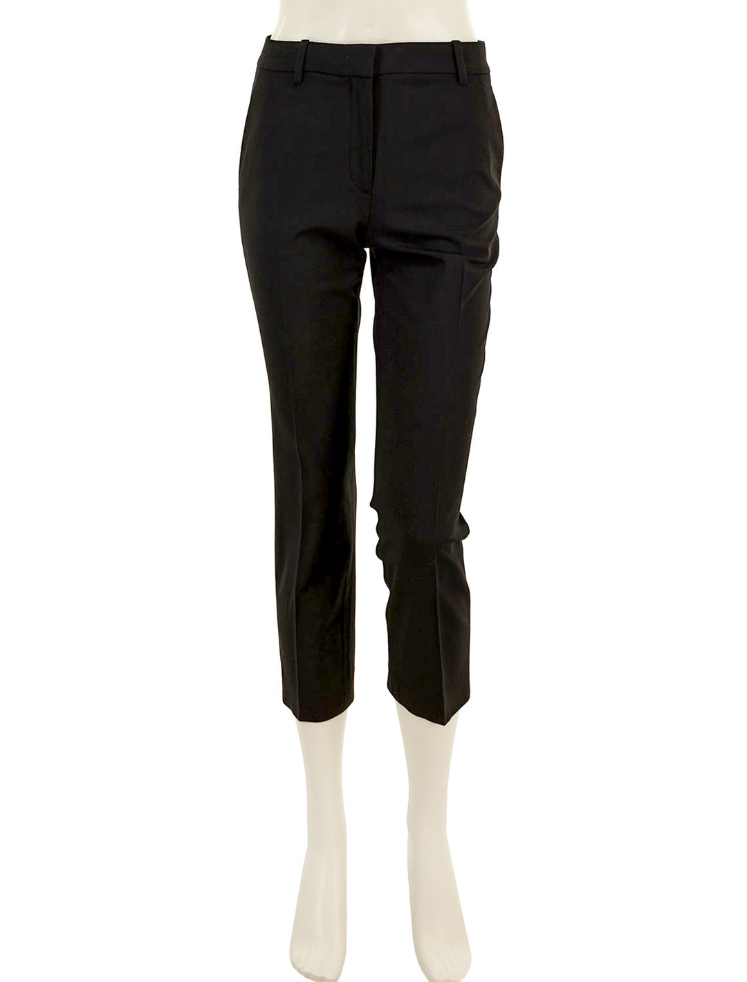 Front view of Theory's treeca pant in goodwool | black.