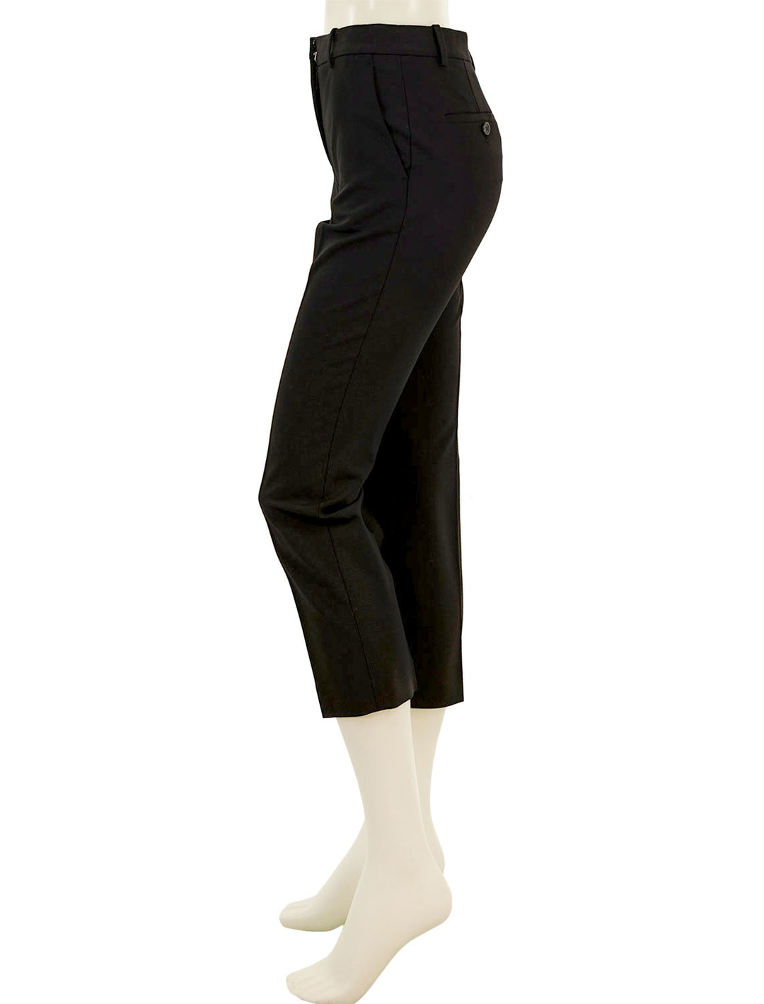 Side view of Theory's treeca pant in goodwool | black.