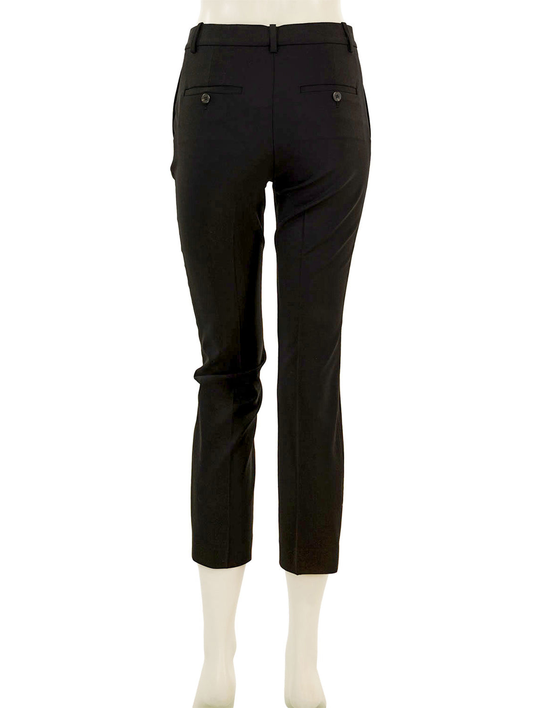 Back view of Theory's treeca pant in goodwool | black.
