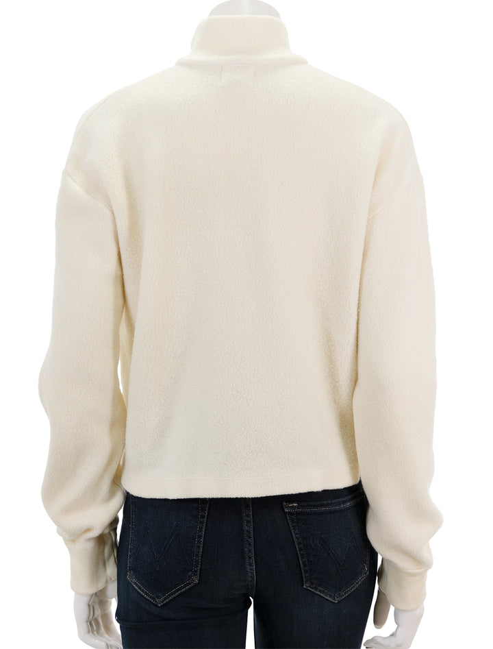 Back view of Sundry's sherpa 1/4 zip sweatshirt in cream.