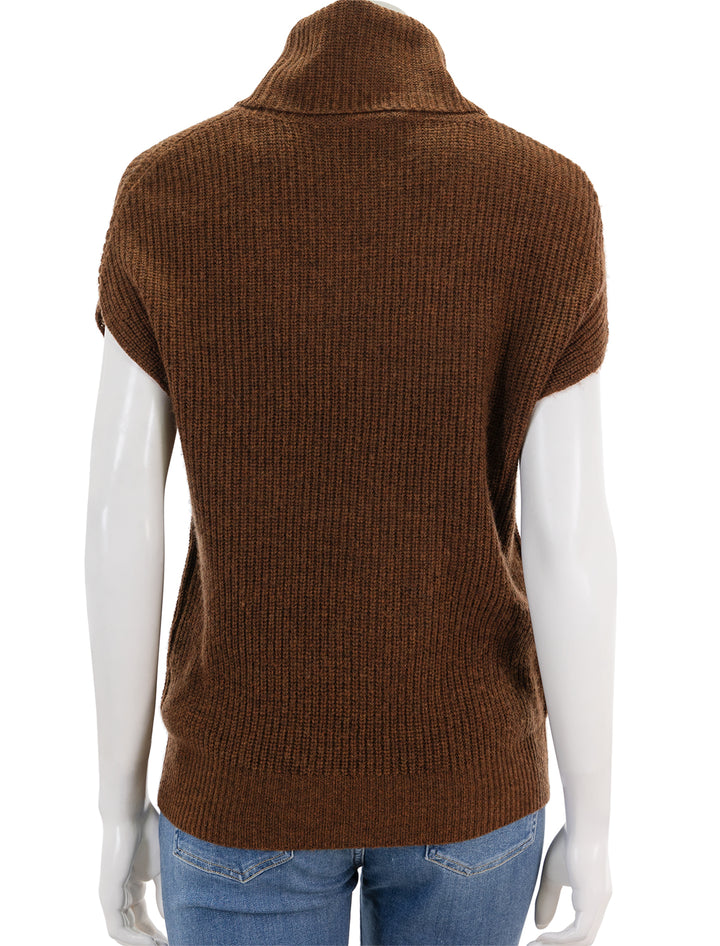 Back view of Lilla P.'s ribbed turtleneck sweater in copper.