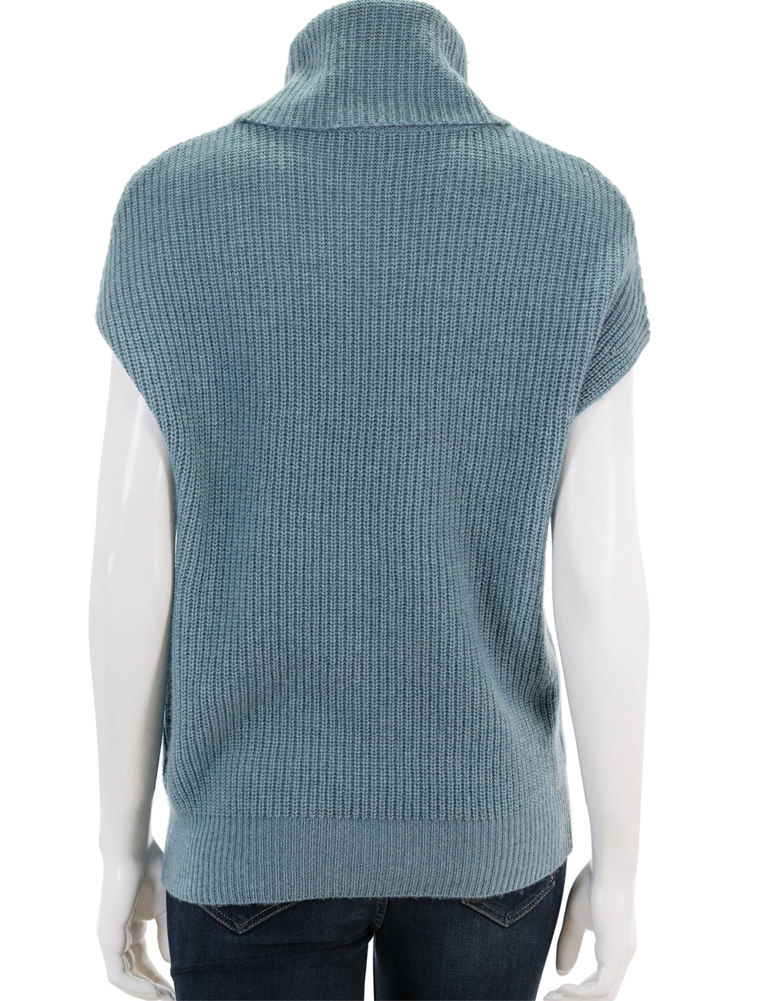 Back view of Lilla P.'s ribbed turtleneck sweater in nautilus.