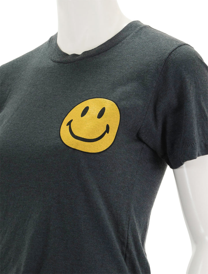 close up view of smiley 2 boyfriend tee in charcoal